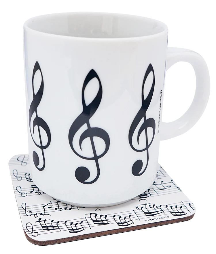 Coasters Sheet of music white (4 pcs)