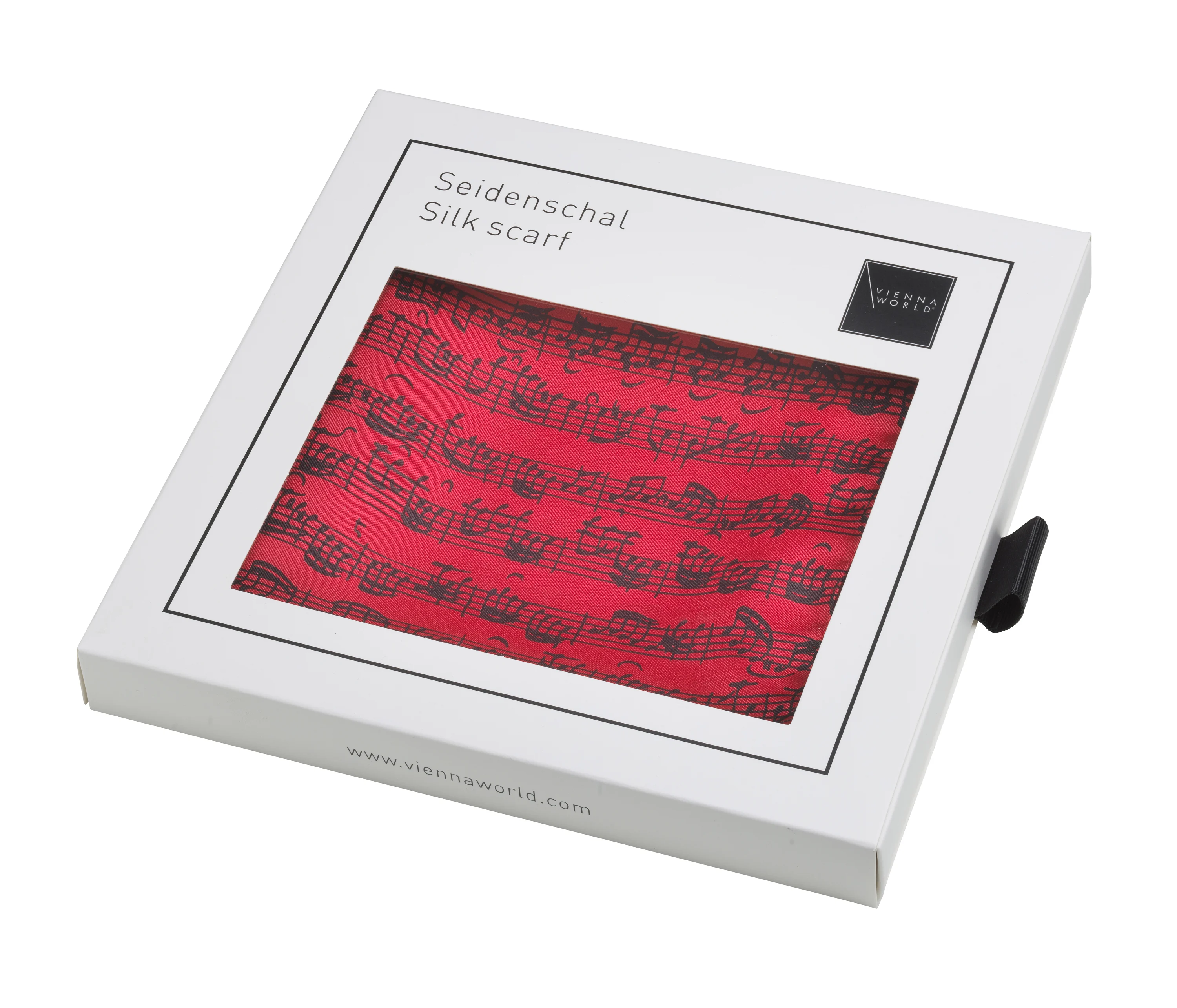 Silk scarf Sheet music red
