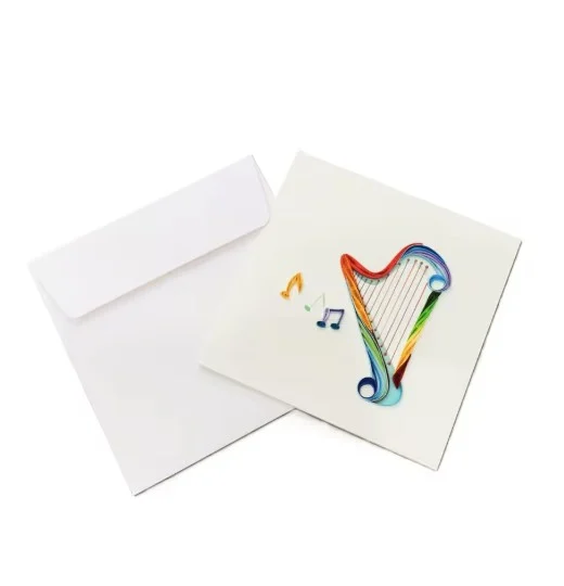 Greeting card Harp Paper Art